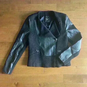 Zara | Motto black faux leather / wool  jacket size L